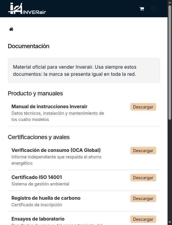 Documentación descargable agrupada por tipo