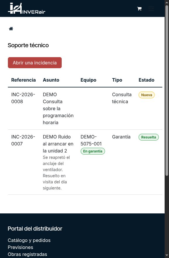 Listado de incidencias con equipo, tipo y estado